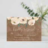 Carte RSVP Brown or Rose Floral Beige (Debout devant)