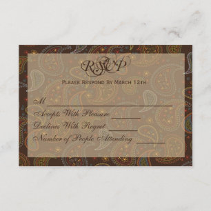 Carte RSVP Brown Paisley Party