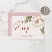 Carte RSVP BUDGET Blush Pony Rose Mariage Floral (Devant/Arrière en situation)