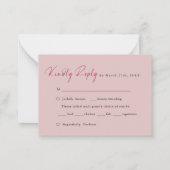 Carte RSVP BUDGET Blush Pony Rose Mariage Floral (Dos)