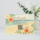 Carte RSVP Budget Friendly Floral Beach QR Code (Debout devant)