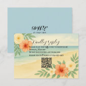 Carte RSVP Budget Friendly Floral Beach QR Code (Devant / Derrière)