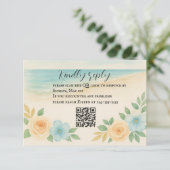 Carte RSVP Budget Friendly Floral Beach QR Code (Debout devant)