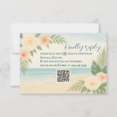 Carte RSVP Budget Friendly Floral Beach QR Code (Devant)