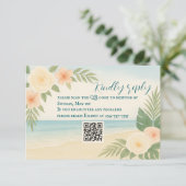 Carte RSVP Budget Friendly Floral Beach QR Code (Debout devant)