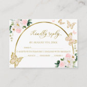 Carte RSVP Budget Papillon Quinceanera (Devant)