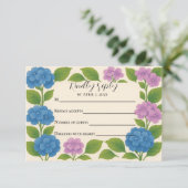 Carte RSVP Budget Purple/Blue Hydrangea (Debout devant)