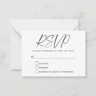 Carte RSVP Budget Simple Minimale Noir Blanc Scrip