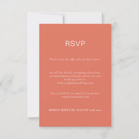 Carte RSVP Budget Simple Terracotta QR Code (Devant)