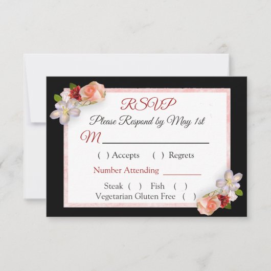 Carte RSVP Burgundy Blush Rose Rose Gold Wedding (Devant)