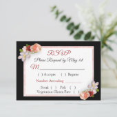 Carte RSVP Burgundy Blush Rose Rose Gold Wedding (Debout devant)