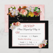 Carte RSVP Burgundy Blush Rose Rose Gold Wedding (Devant / Derrière)