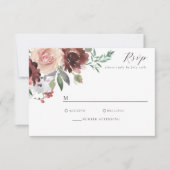 Carte RSVP Burgundy classique Rose et Peony (Devant)