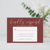 Carte RSVP Burgundy & Gold (Debout devant)