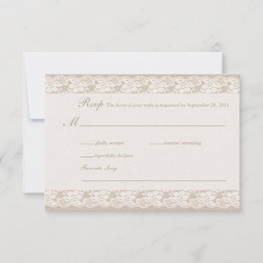 Carte RSVP Burlap & Lace (Devant)
