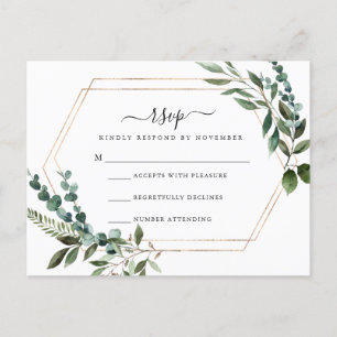 Carte RSVP cadre or floral