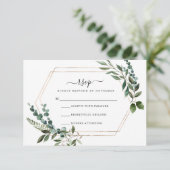 Carte RSVP cadre or floral (Debout devant)