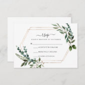 Carte RSVP cadre or floral (Devant / Derrière)