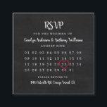 Carte RSVP Calendrier Chalkboard moderne<br><div class="desc">Personnalisez facilement ces cartes RSVP avec votre propre libellé en utilisant la section "personnaliser ce modèle". Pour choisir votre propre date, cliquez sur le lien "customiser plus loin" et déplacez le coeur à la date que vous souhaitez. Vous pouvez également modifier le libellé et la couleur de coeur pour adapter...</div>