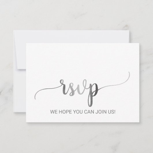 Carte RSVP calligraphiée simple avec feuille d'arg (Devant)