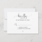 Carte RSVP calligraphiée simple avec feuille d'arg (Dos)