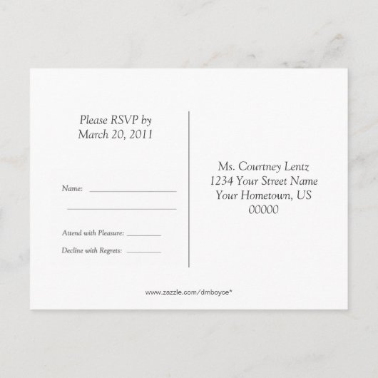 Carte RSVP Carré violette (Dos)