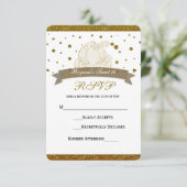 Carte RSVP Carrosse de Cendrillon Paillettes Dorée (Debout devant)