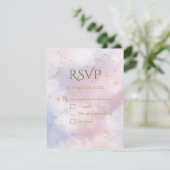 Carte RSVP céleste rose | Etoiles aquarelles (Debout devant)