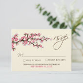 Carte RSVP Cerry Blossoms (rose) (Debout devant)