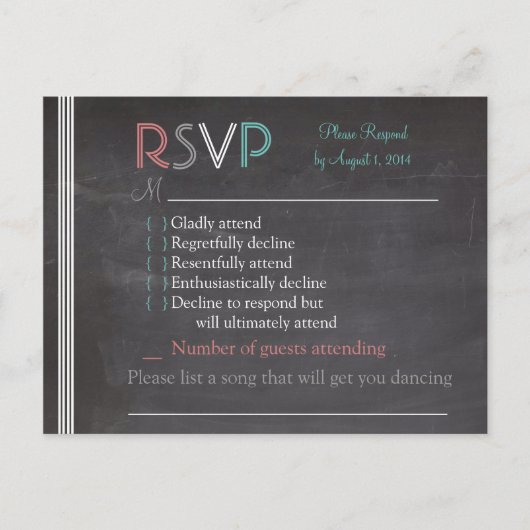 Carte RSVP Chalkboard (Devant)