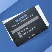 Carte RSVP Chalkboard bleu avec lignes de message