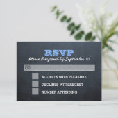 Carte RSVP Chalkboard Blue Bar Mitzvah (Debout devant)
