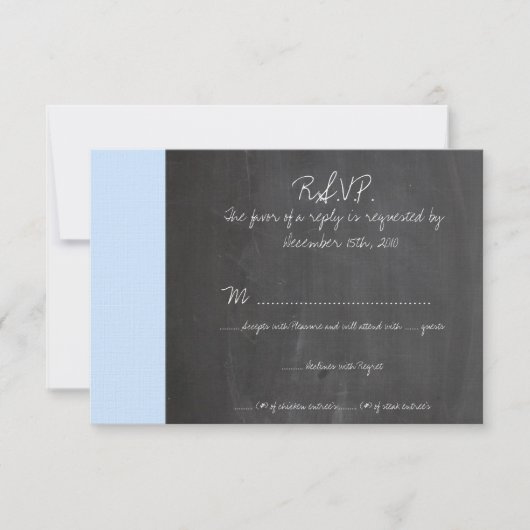 Carte RSVP Chalkboard Blue Wedding (Devant)