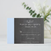 Carte RSVP Chalkboard Blue Wedding (Debout devant)