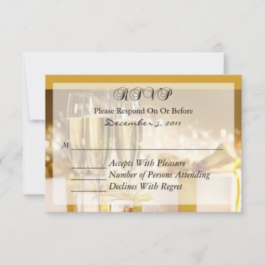 Carte RSVP Champagne et Or (Devant)