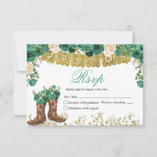 Carte RSVP Charra Mis Quince Western Green Hunter