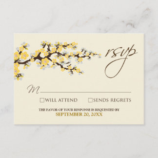 Carte RSVP Cherry Blossoms (jaune)