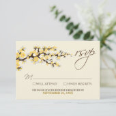Carte RSVP Cherry Blossoms (jaune) (Debout devant)