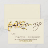 Carte RSVP Cherry Blossoms (jaune) (Devant / Derrière)