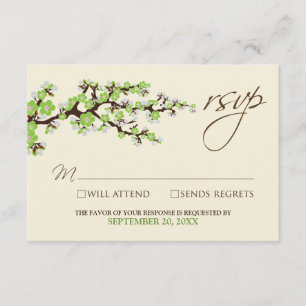 Carte RSVP Cherry Blossoms (pomme verte)