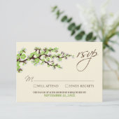Carte RSVP Cherry Blossoms (pomme verte) (Debout devant)