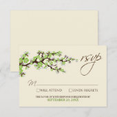 Carte RSVP Cherry Blossoms (pomme verte) (Devant / Derrière)