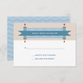 Carte RSVP Chevron Blues Bar Mitzvah (Devant / Derrière)