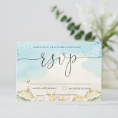 Carte RSVP Chic Beach Destination Wedding (Debout devant)