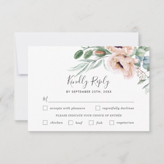 Carte RSVP Chic Blush Floral Mariage (Devant)