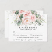 Carte RSVP Chic Blush Floral Mariage (Devant / Derrière)