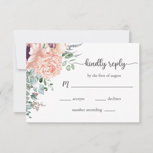Carte RSVP Chic Blush Floral Wedding (Devant)