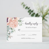 Carte RSVP Chic Blush Floral Wedding (Debout devant)