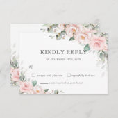 Carte RSVP Chic Blush Rose Floral Greenery Wedding (Devant / Derrière)