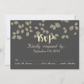 Carte RSVP Chic Élégant Feuilles d'Or (Devant)